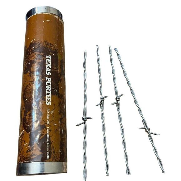 Texas Purties Other - Barbed Wire Swizzle Sticks Metal Set of 4 Weatern Cowboy Gift Chrome Plated